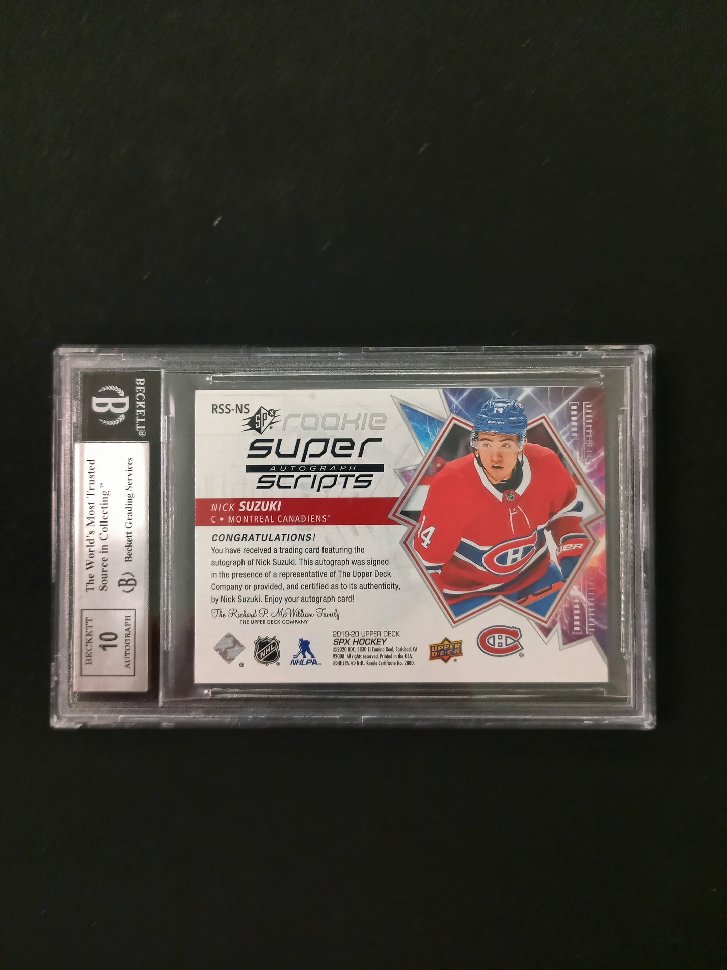 [BGS 9 - Auto 10] Nick Suzuki Auto #RSSNS 2019-20 SPX Rookie Superscripts