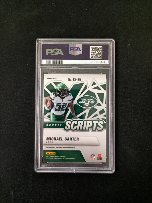 [PSA 9] Michael Carter Auto #RS35 2021 Mosaic Rookie Scripts