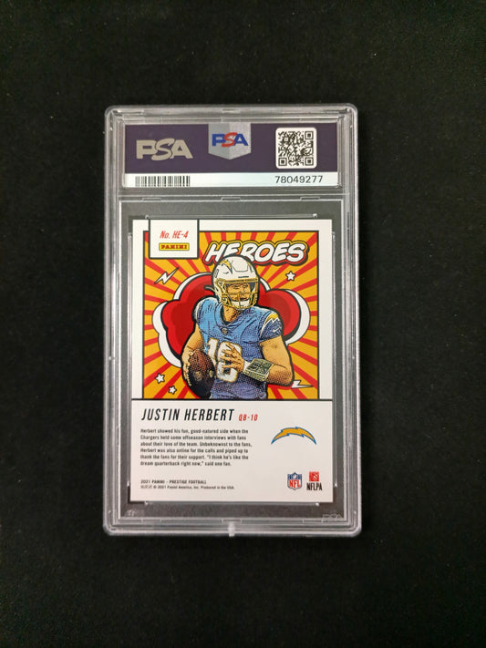 [PSA 9] 2021 Prestige Justin Herbert Heroes #HE-4