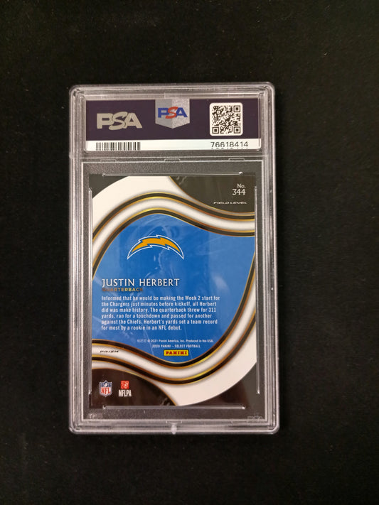 [PSA 9] Justin Herbert 2020 Panini Select #344 Die-Cut Tri-Color Prizm