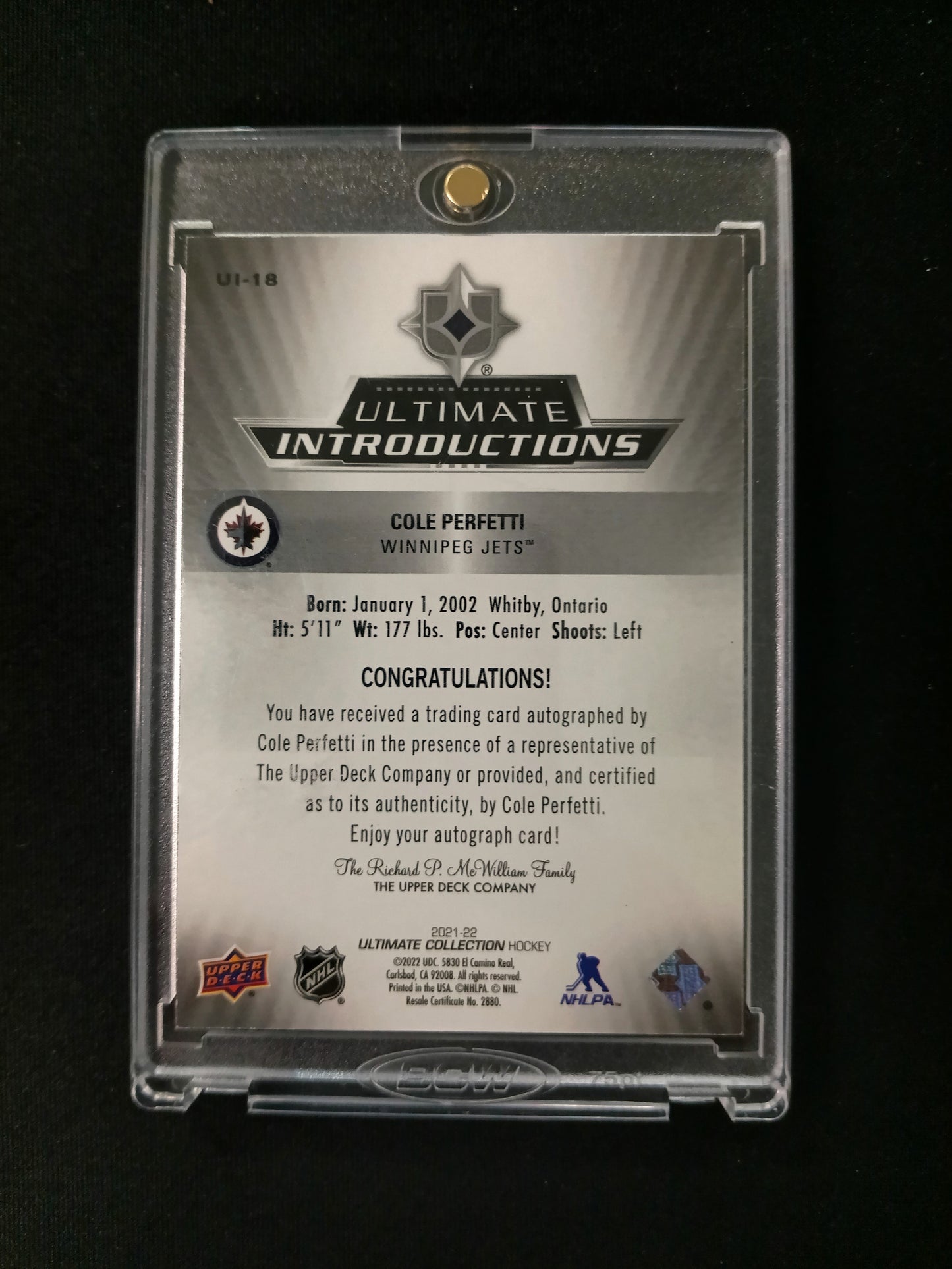 Cole Perfetti #Ul-18 Ultimate Introductions