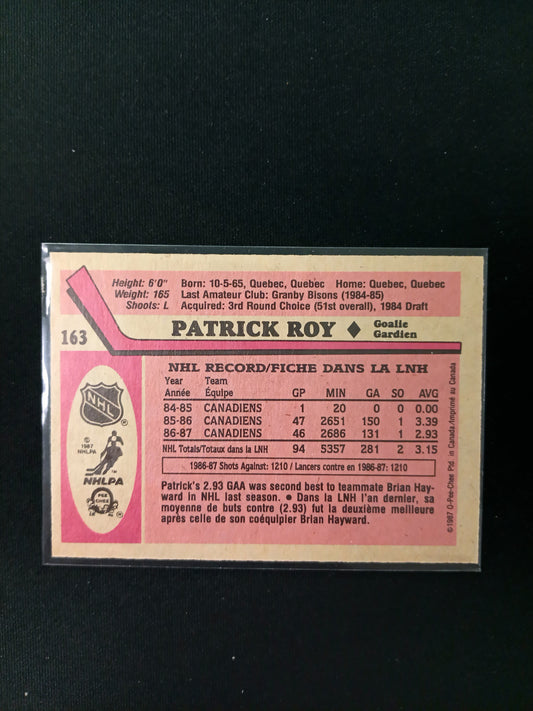 Patrick Roy #163 1987 O-Pee-Chee
