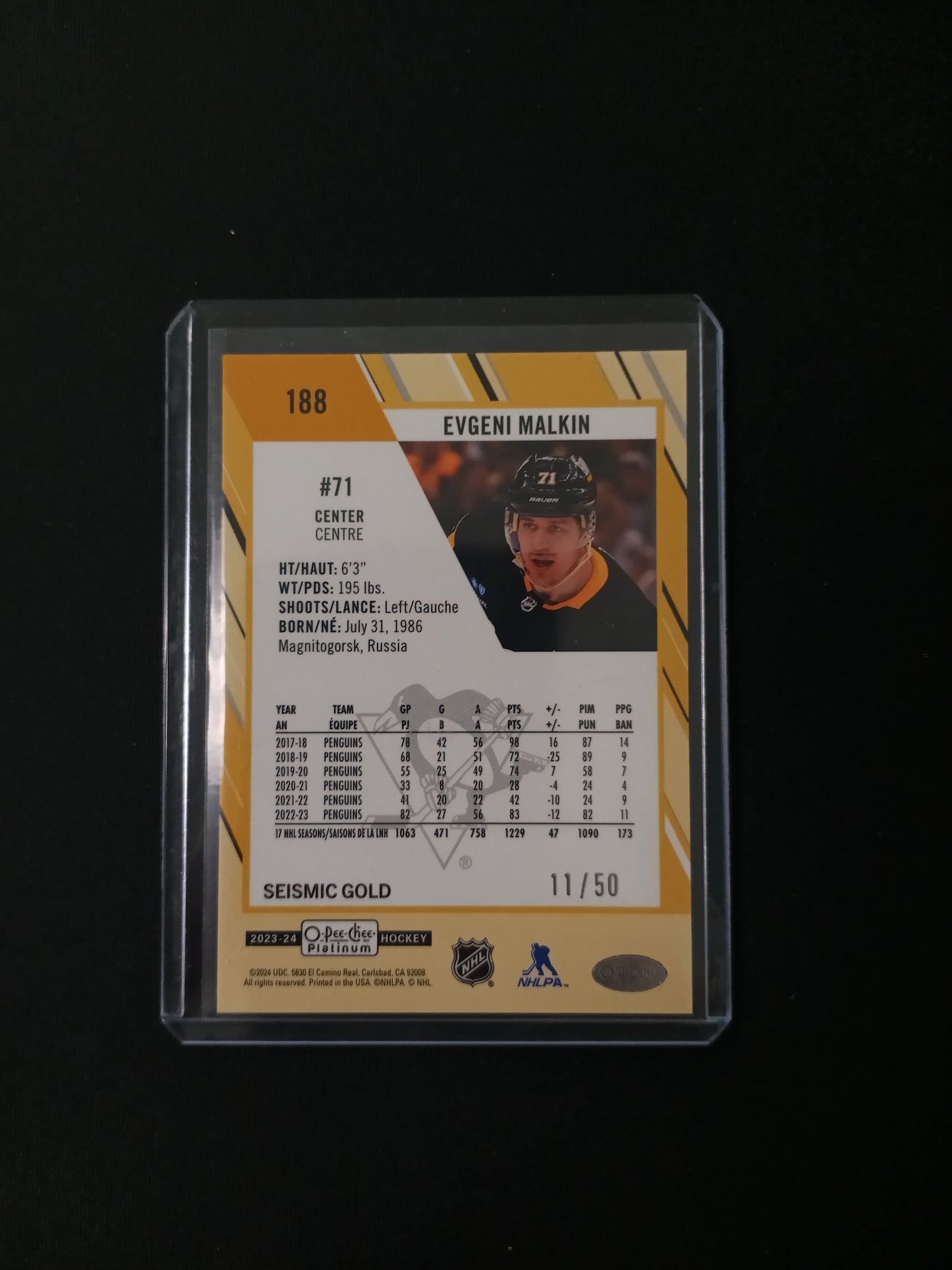 Evgeni Malkin #188 Seismic Gold