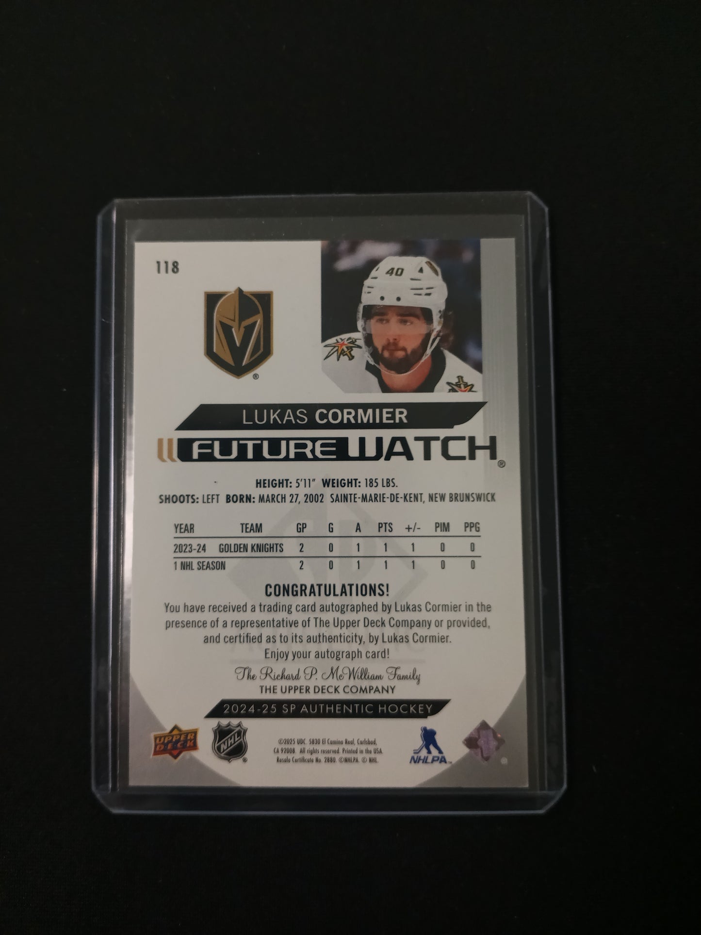 Lukas Cormier #118 Future Watch Auto