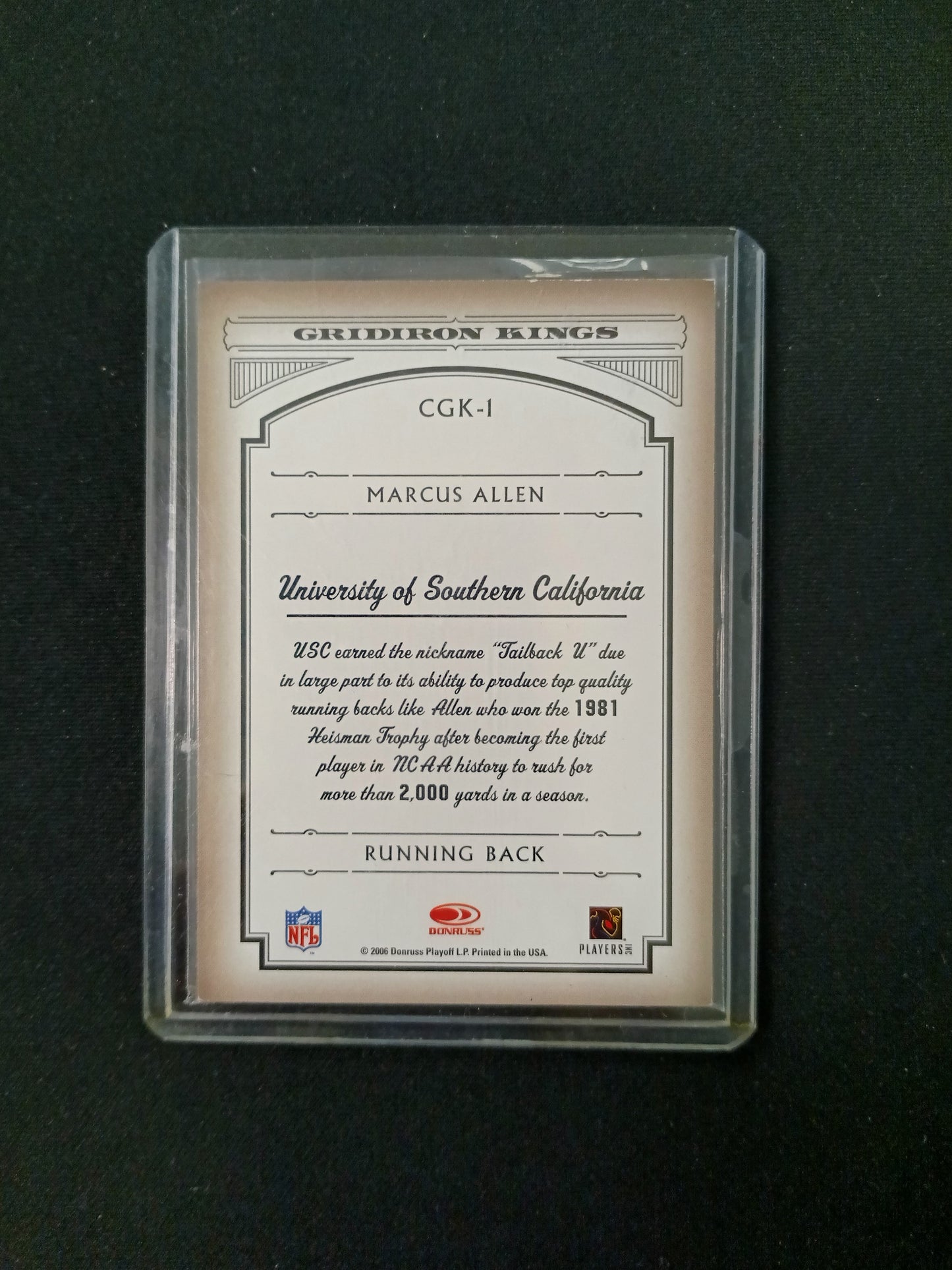 Marcus Allen #CGK-1 Gridiron Kings