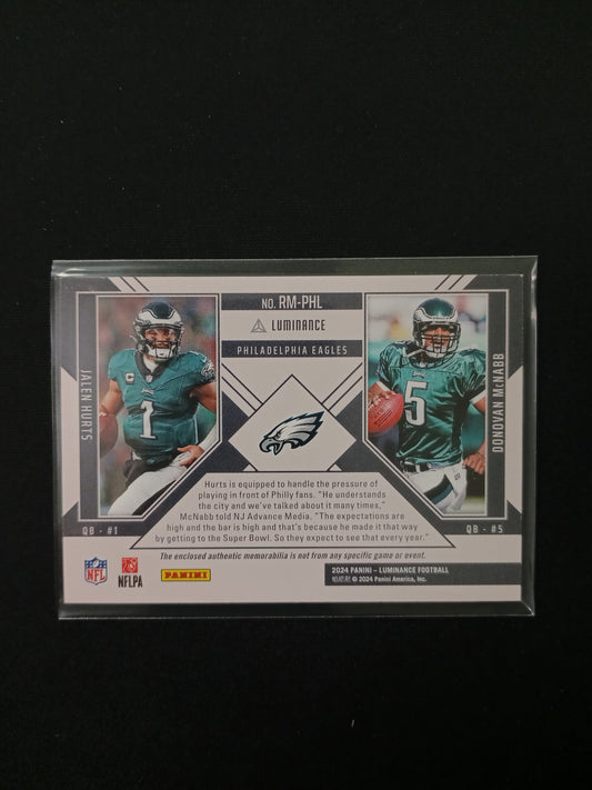 Jalen Hurts / Donovan McNabb #RM-PHL Reflected Materials Patch 2024 Panini - Luminance Football