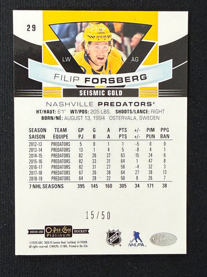 Filip Forsberg #29 O-Pee-Chee Platinum [Seismic Gold] /50