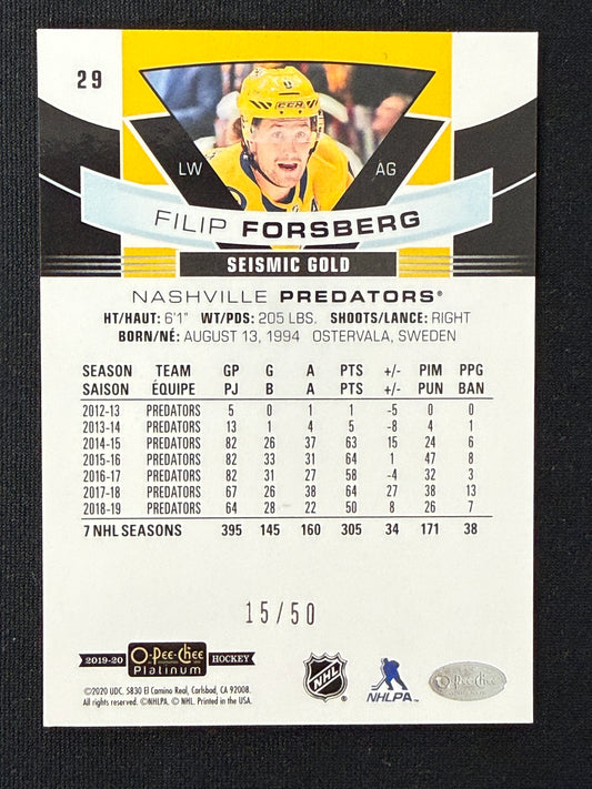Filip Forsberg #29 O-Pee-Chee Platinum [Seismic Gold] /50
