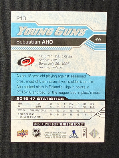 Sebastian Aho 2016-17 Series One Young Guns #210