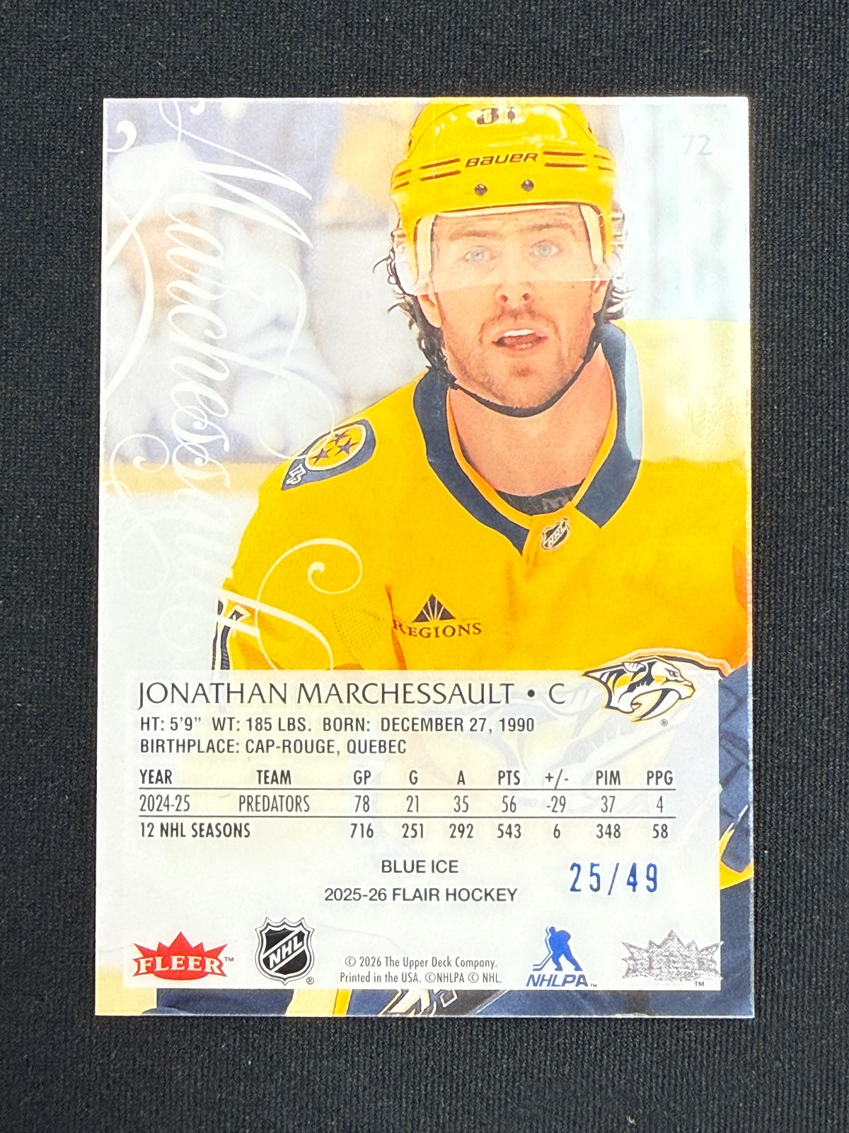 Jonathan Marchessault #72 Flair [Blue Ice] /49