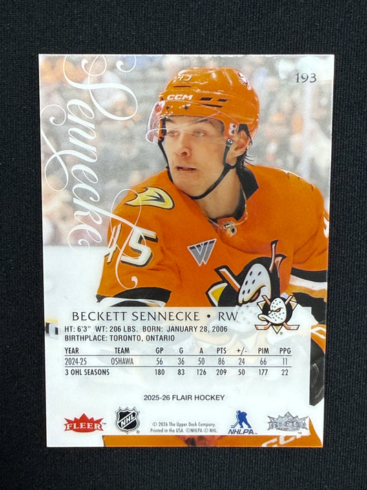 Beckett Senneke [RC] #193 Flair Base Set