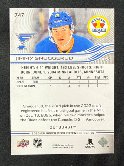 Jimmy Snuggerud #747 1st Round Draft [Outburst]