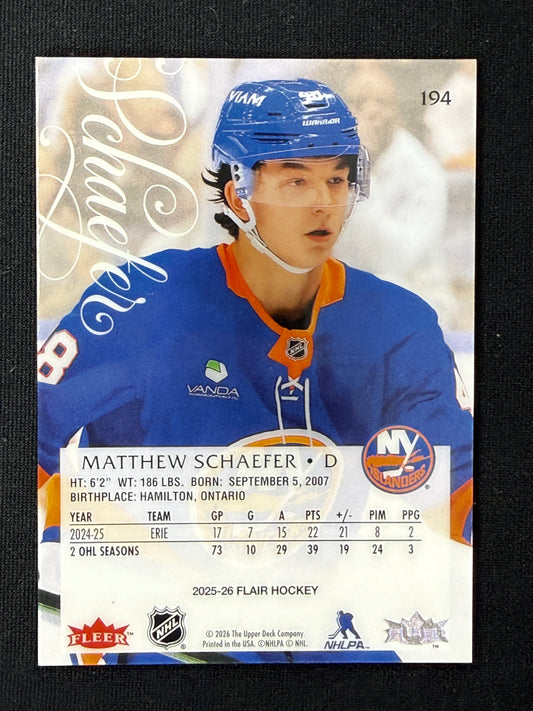 Matthew Schaefer 25-26 Flair Hockey 194