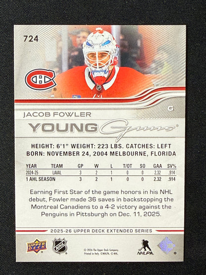 Jacob Fowler #724 Young Guns