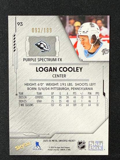 Logan Cooley 25-26 Metal Universe Purple Spectrum Fx 93/199