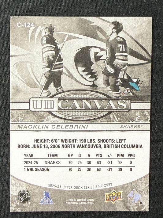Macklin Celebrini #C-124 UD Canvas [Black & White]
