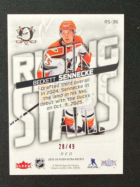 Beckett Sennecke [RC] #RS-36 Rising Stars [Red] /49