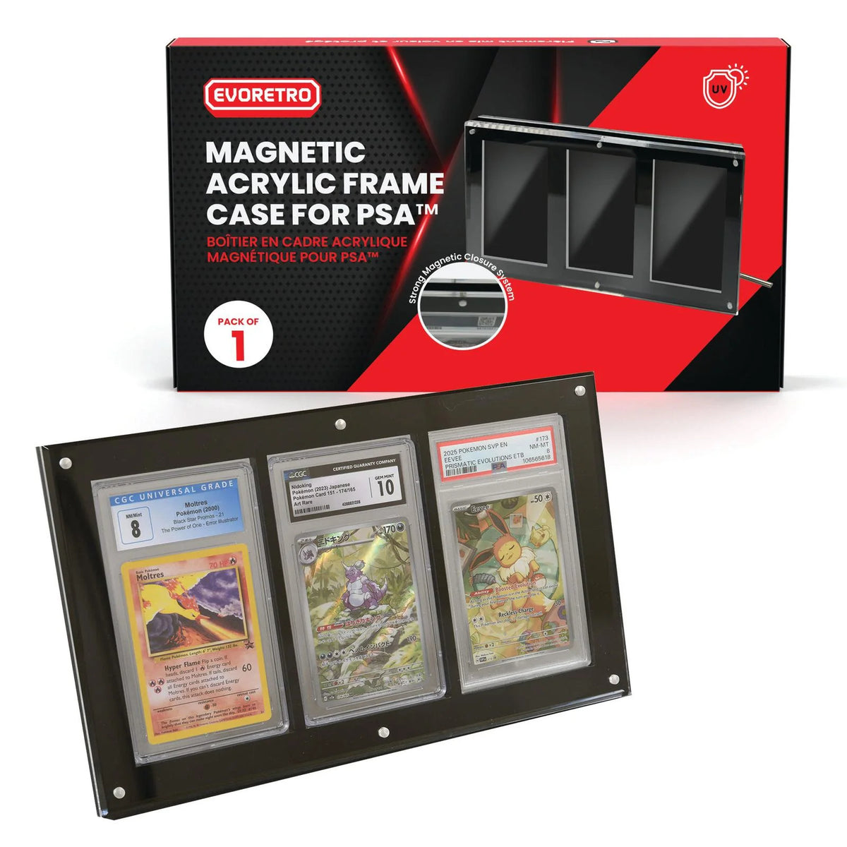 EVORETRO Acrylic Frame Case - 3 Graded Cards
