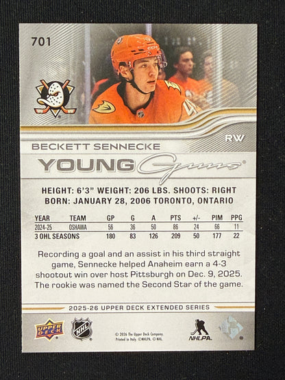 Beckett Sennecke #701 Young Guns