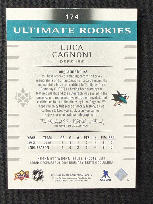 Luca Cagnoni 2025-26 Ultimate Hockey Ultimate Rookies 62/99
