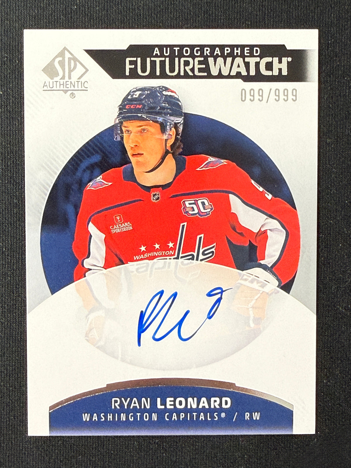 Ryan Leonard 2025-26 SP Authentic Hockey Future Watch Auto 099/999