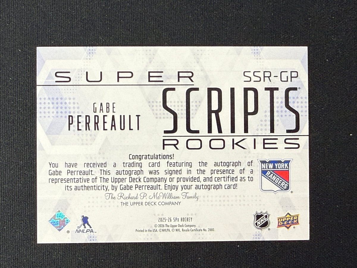 Gabe Perreault 2025-26 SPx Hockey Super Scripts SSR-GP