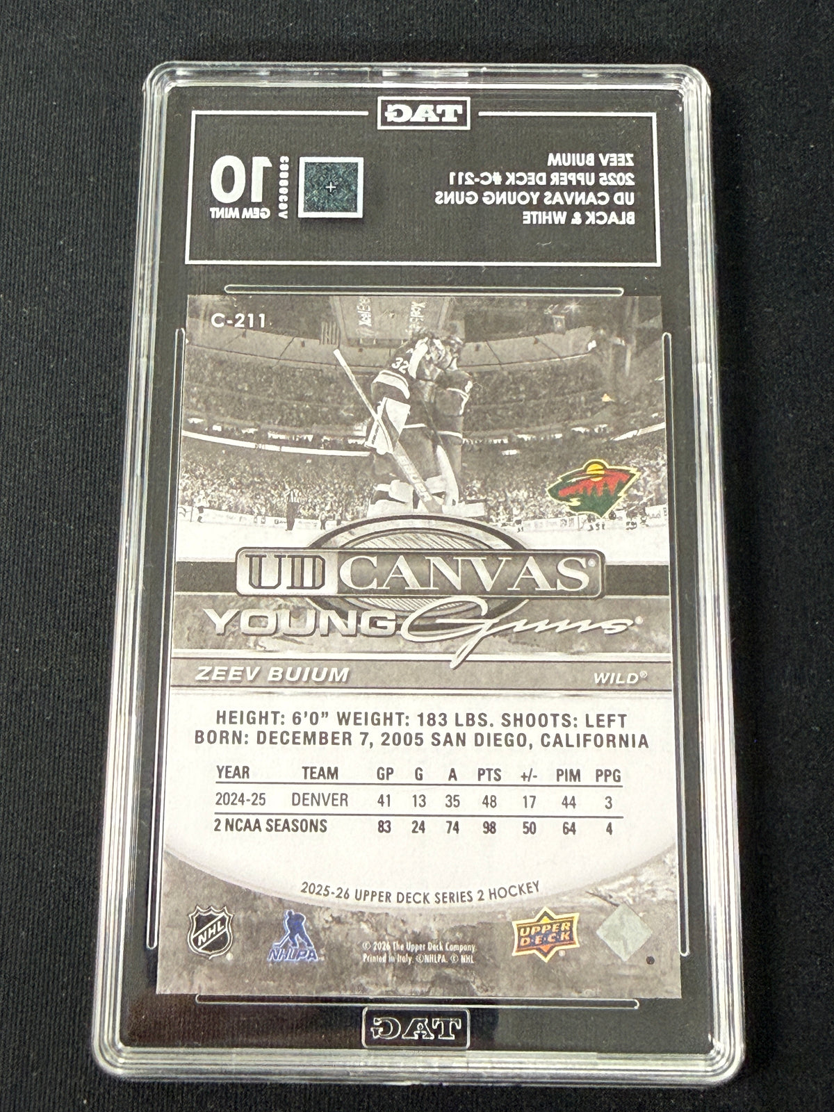 [TAG 10] Zeev Buium #C-211 Young Guns UD Canvas [Black & White]