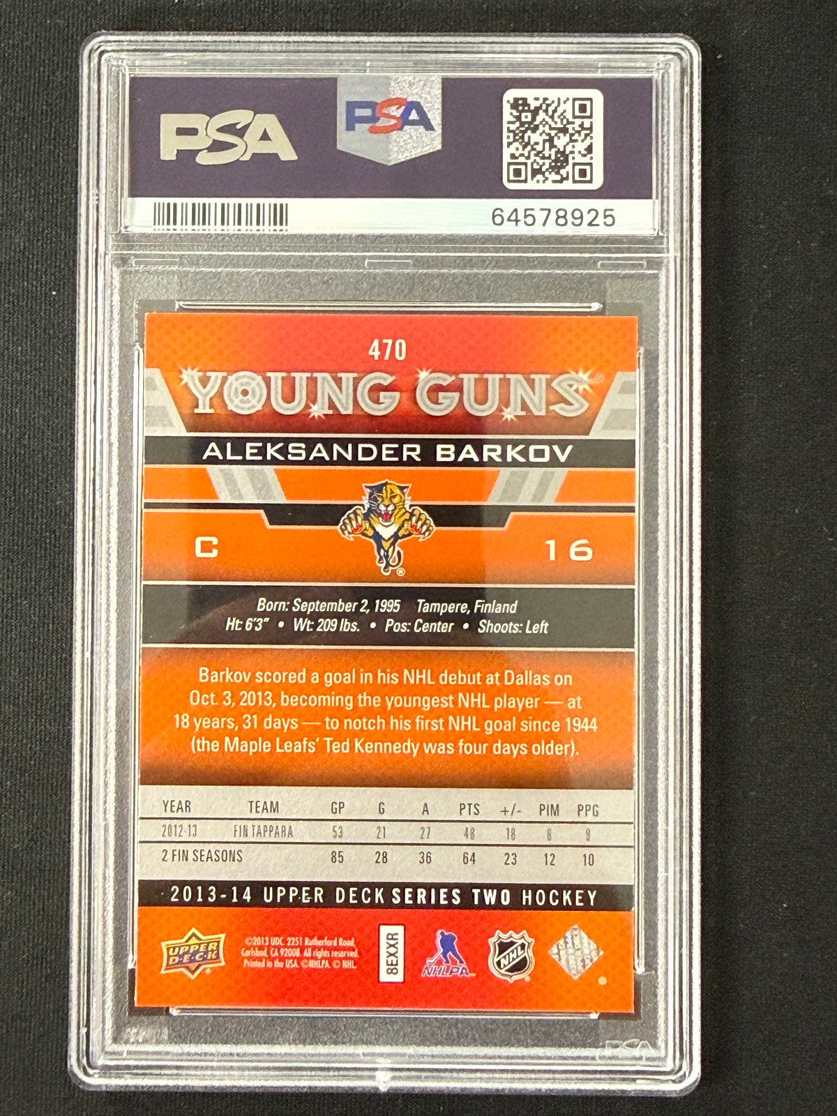 [PSA 9] Aleksander Barkov #470 Young Guns