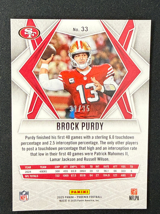 Brock Purdy 2025 Panini Phoenix 31/35 no.33
