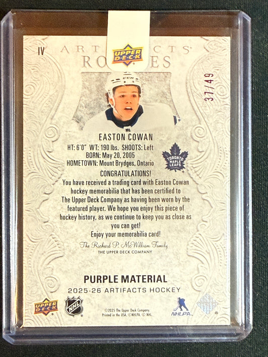 Easton Cowan #IV Artifacts Rookies [Purple Material] /49