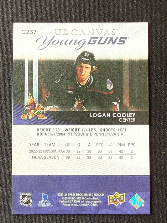 Logan Cooley #C237 Young Guns UD Canvas