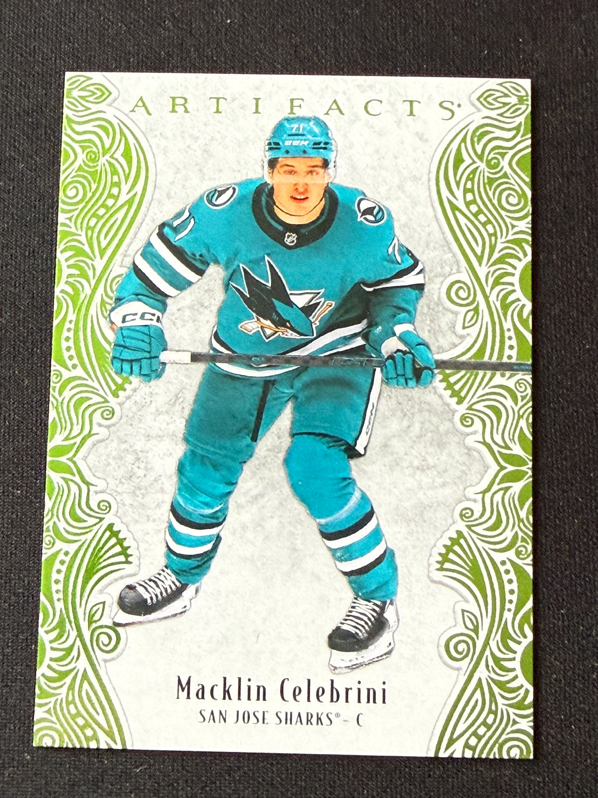 Macklin Celebrini #42 Artifacts [Lime Green] /125