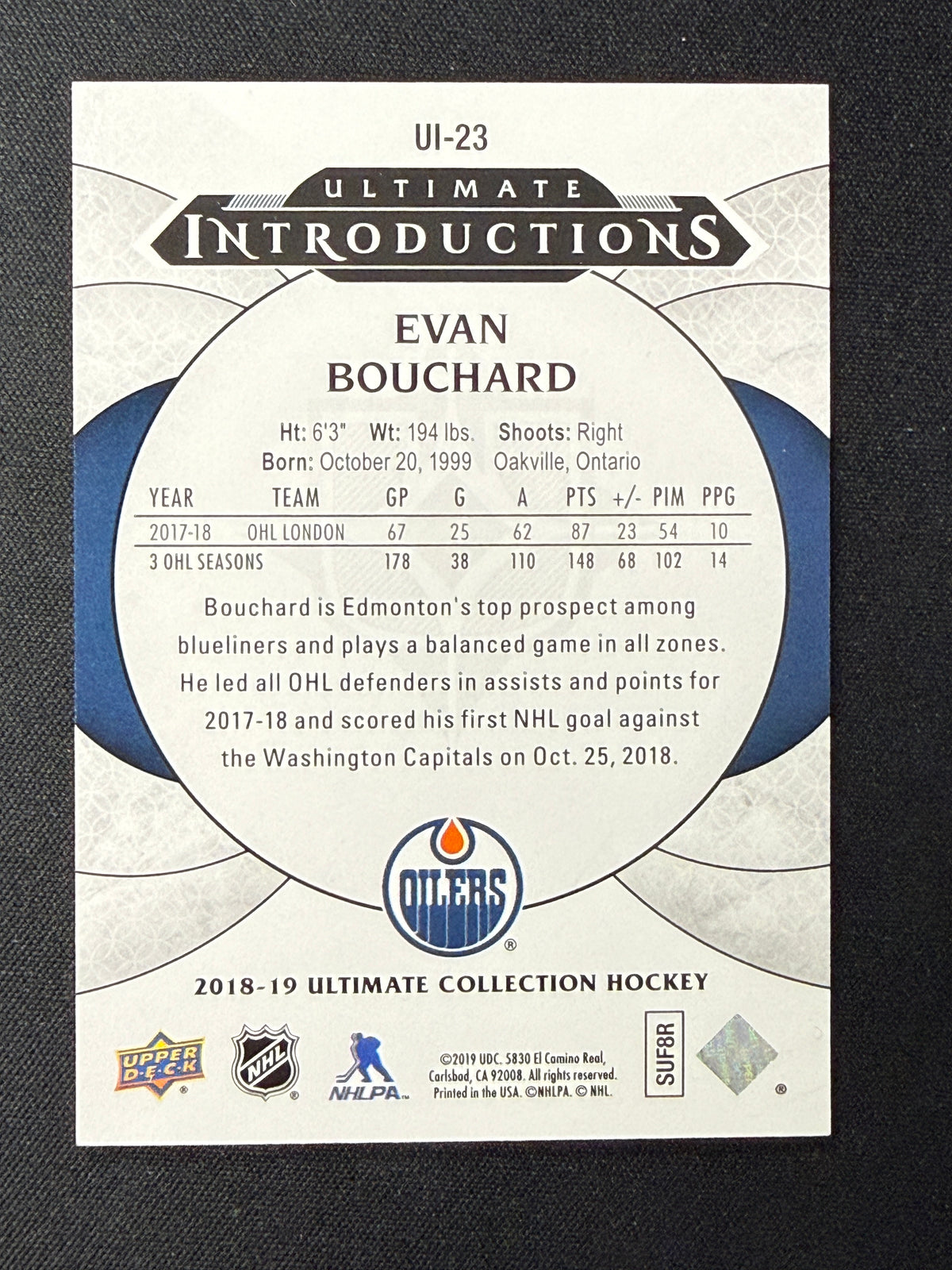 Evan Bouchard [RC] #UI-23 Ultimate Introductions