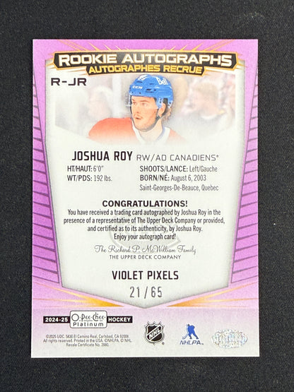 Joshua Roy #R-JR Rookie Autographs [Violet Pixels] /65