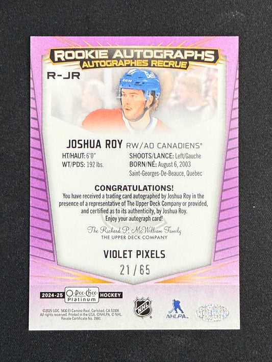 Joshua Roy #R-JR Rookie Autographs [Violet Pixels] /65