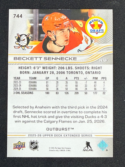 Beckett Sennecke #744 Round 1 Draft [Outburst]