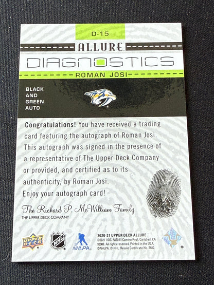 Roman Josi #D-15 Diagnostics [Black And Green Auto]
