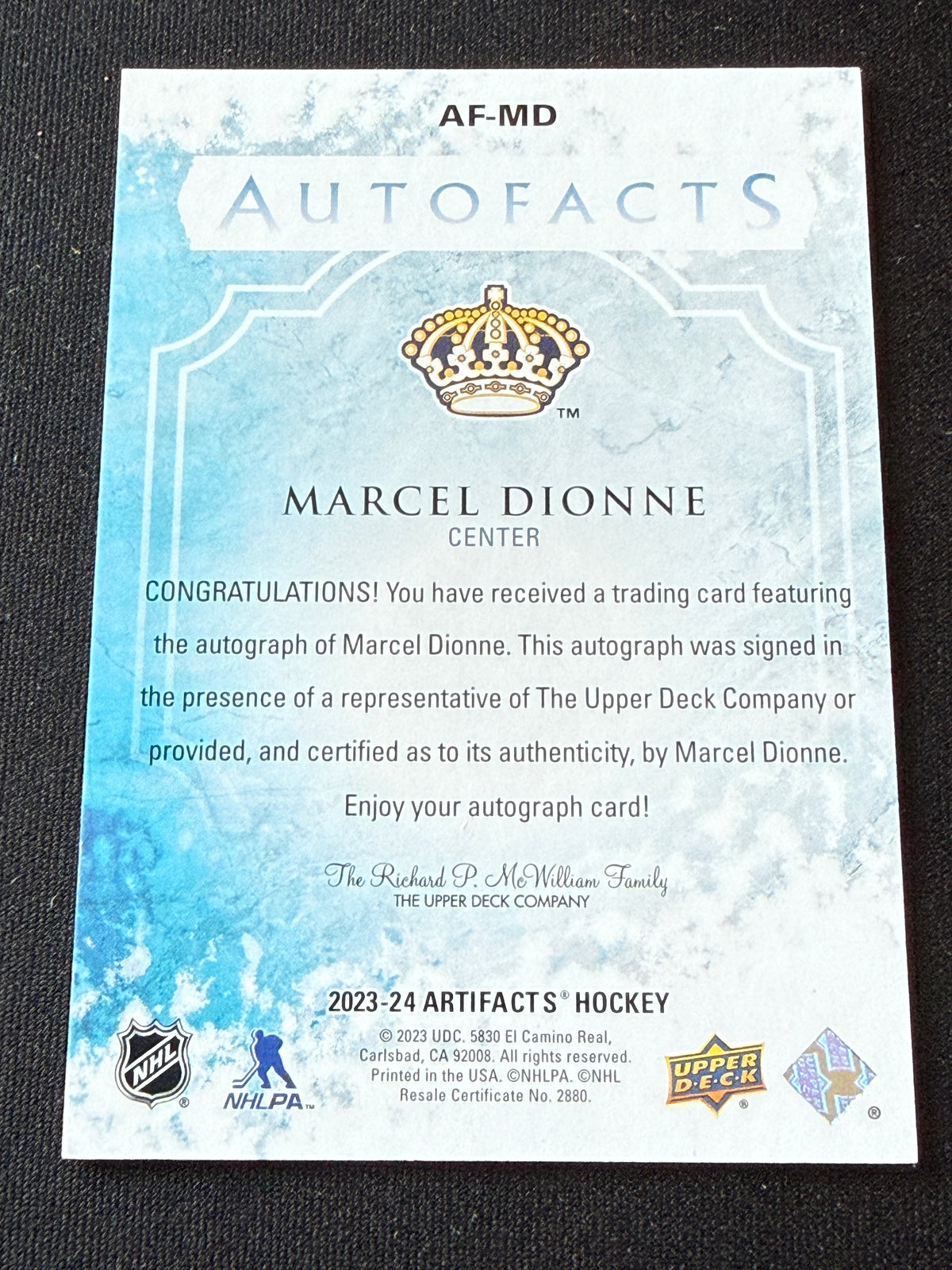 Marcel Dionne #AF-MD Autofacts