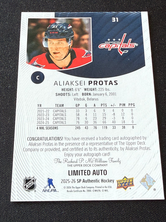 Aliaksei Protas #31 SP Authentic [Limited Auto]
