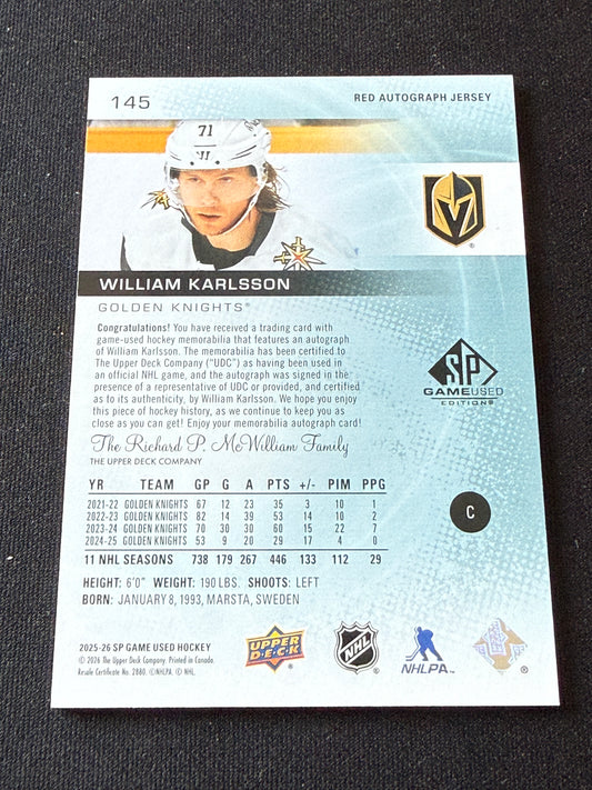 William Karlsson #145 [Red Autograph Jersey] /149