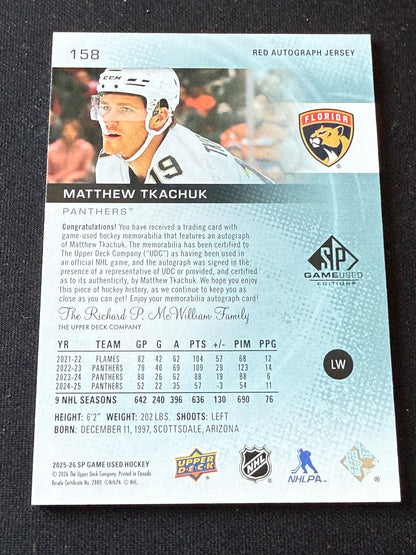 Matthew Tkachuk #158 SP Game Used [Red Autograph Jersey] /65