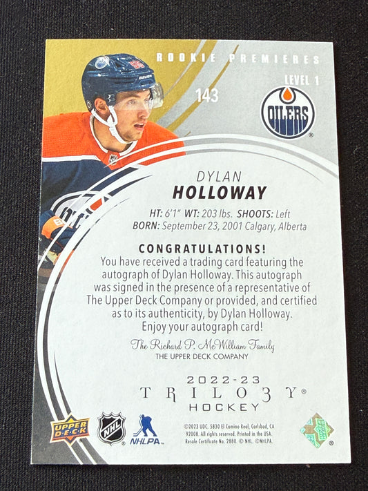 Dylan Holloway #143 Rookie Premieres [Level 1] Auto /299