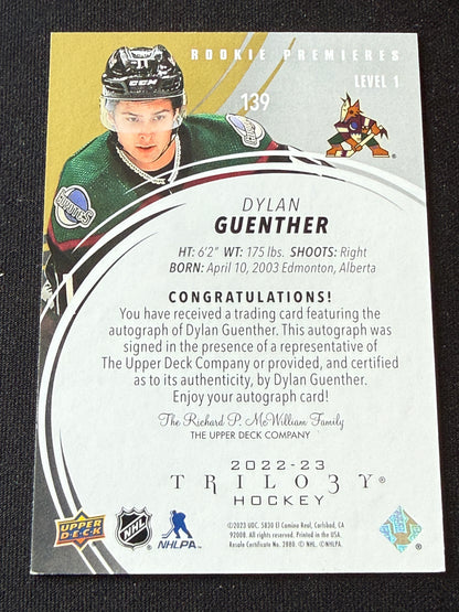 Dylan Guenter #139 Rookie Premieres [Level 1] Auto /299