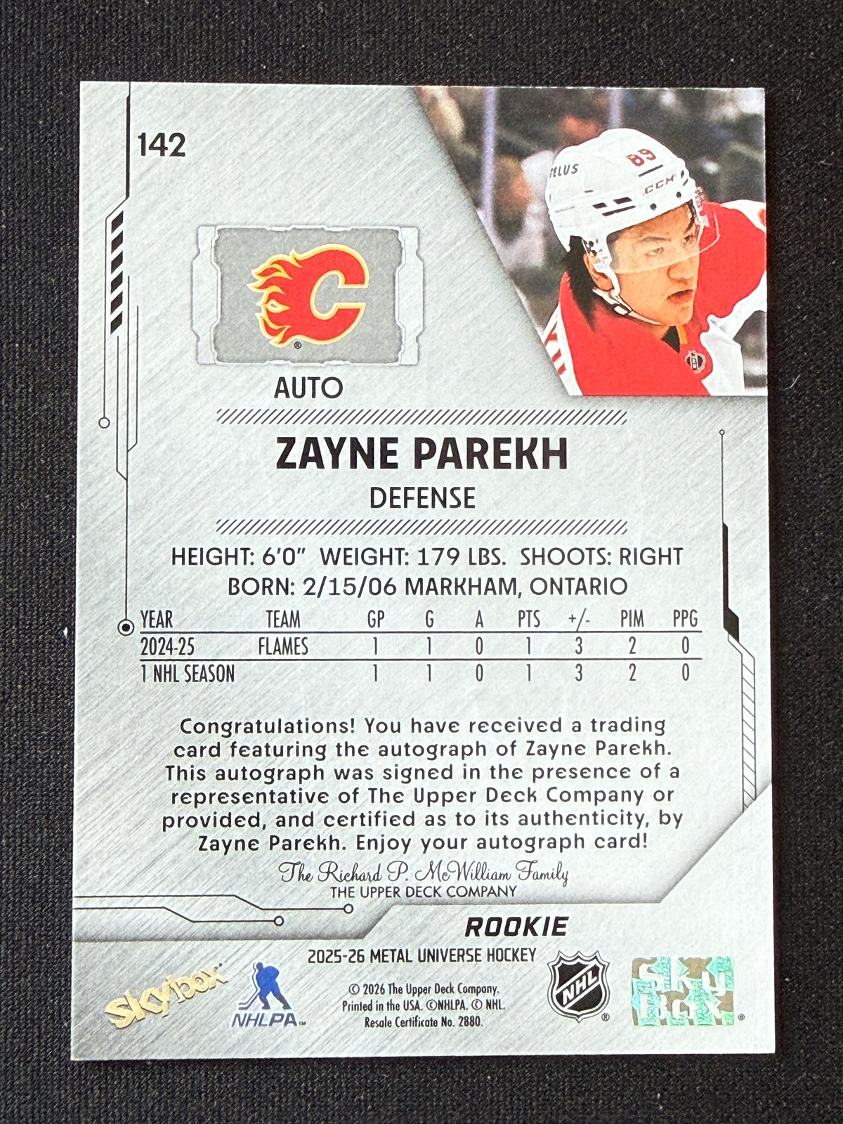 Zayne Parekh [RC] #142 Metal Universe [Auto]