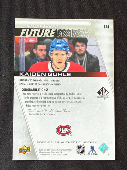 Kaiden Guhle #134 Future Watch Auto /999