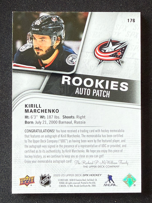Kirill Marchenko #178 SPx Rookies Auto Patch /25