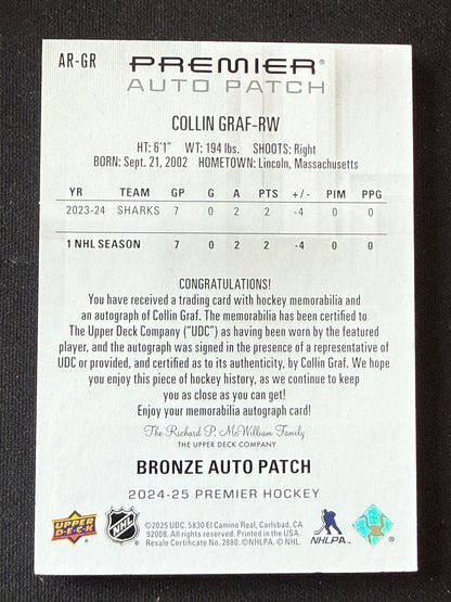 Colin Graf #AR-GR Rookie Auto Patch [Bronze Auto Patch] /249