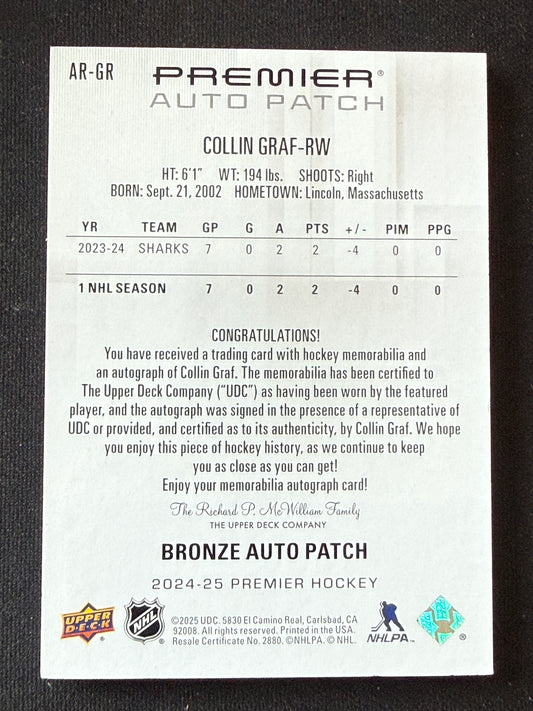 Colin Graf #AR-GR Rookie Auto Patch [Bronze Auto Patch] /249