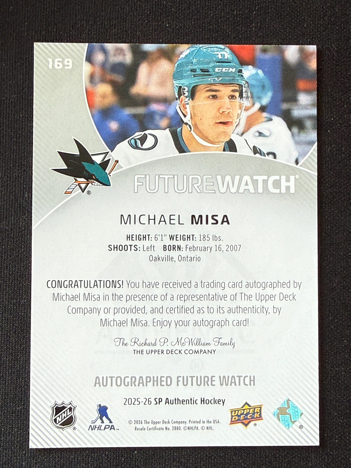 Michael Misa #159 Future Watch Auto /199