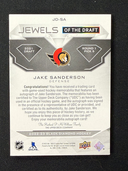 Jake Sanderson #JD-SA Jewels of the Draft | 31/49